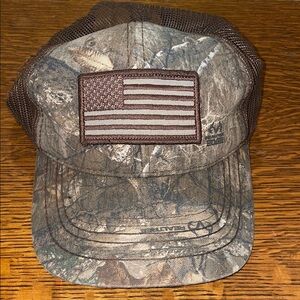 Realtree Camo Trucker Hat with American Flag Patch